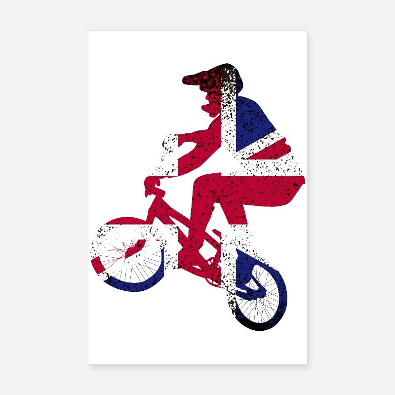 Silhouette du cycliste Union Jack Poster 20 x 30 cm