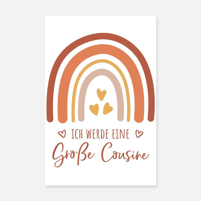 Ich werde eine große Cousine / Boho Regenbogen - Poster 20x30 cm - Weiß