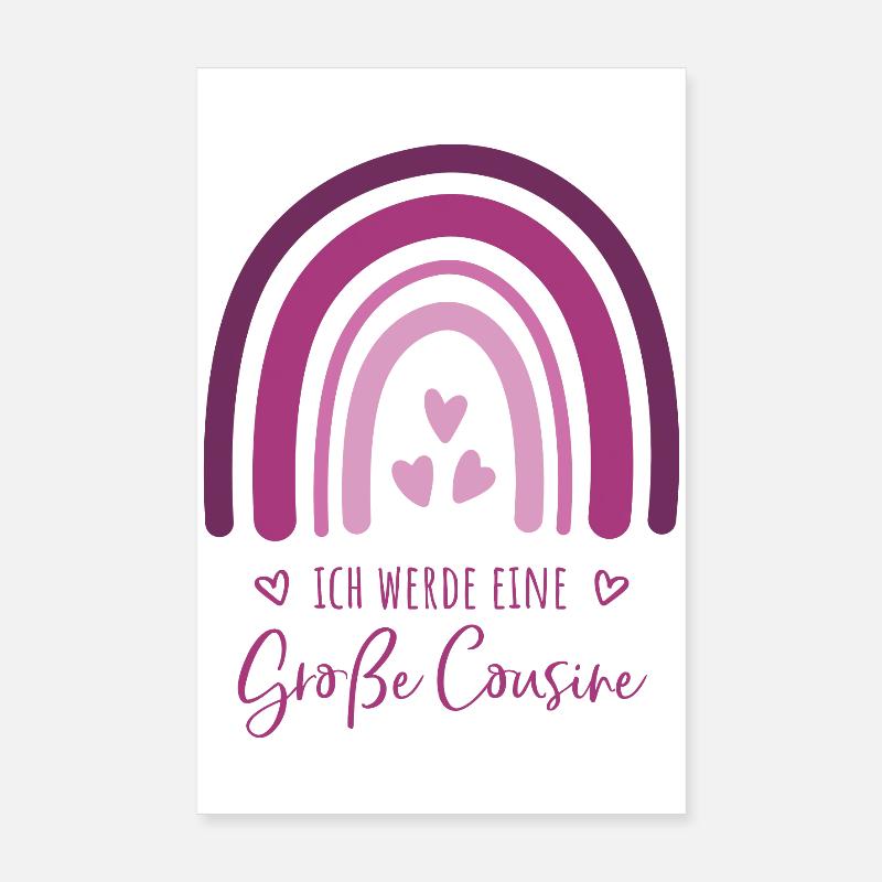 Ich werde eine große Cousine Boho Regenbogen Poster 20x30 cm