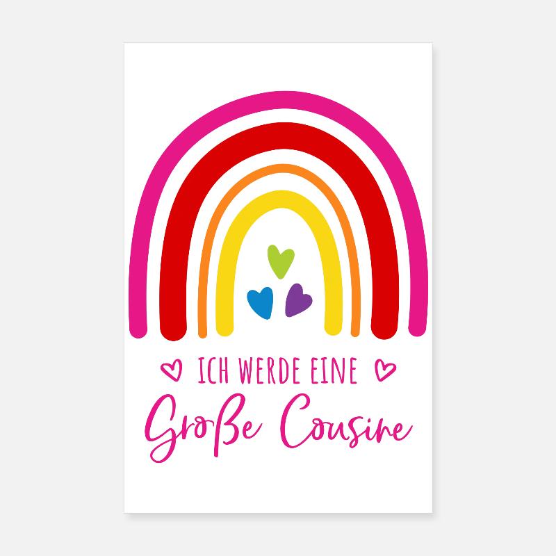 Ich werde eine große Cousine Regenbogen - Poster 20x30 cm - Weiß