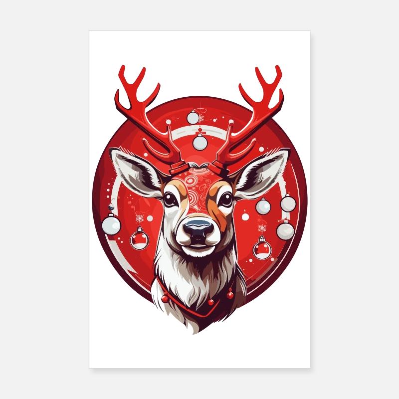 Rentier mit Weihnachtskugeln Poster 20x30 cm