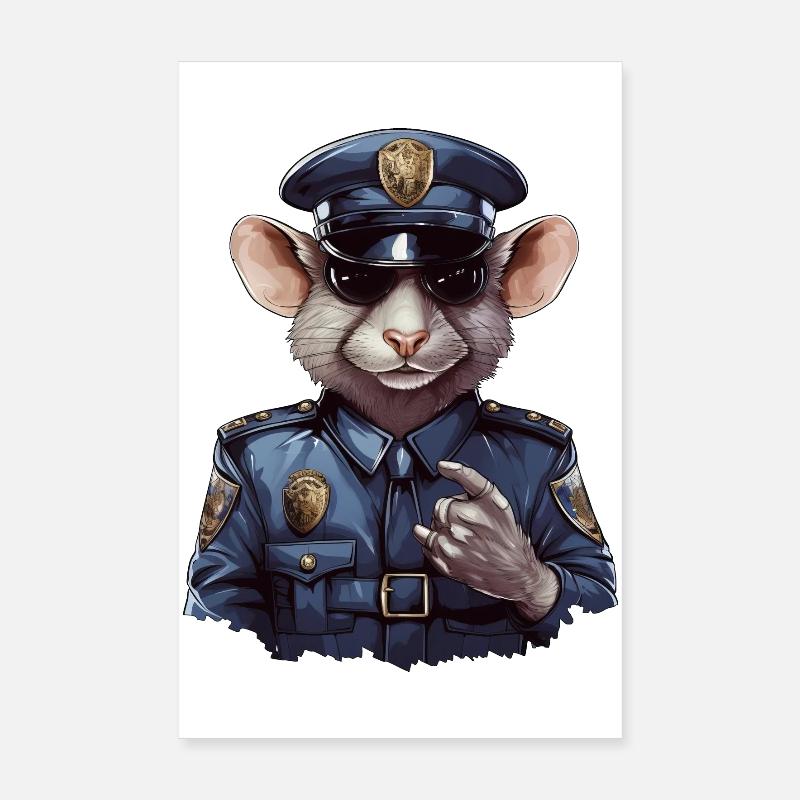 Rats Policeman Poster 8" x 12" (20x30 cm)