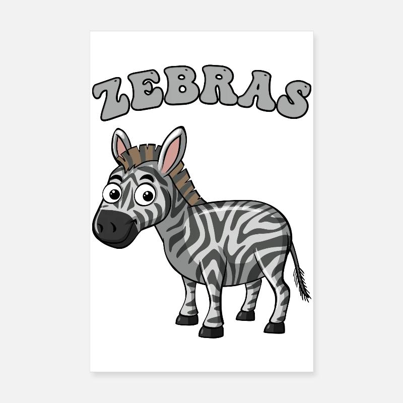 Zebra Pop Art Karikatur auf Schwarz Poster 20x30 cm