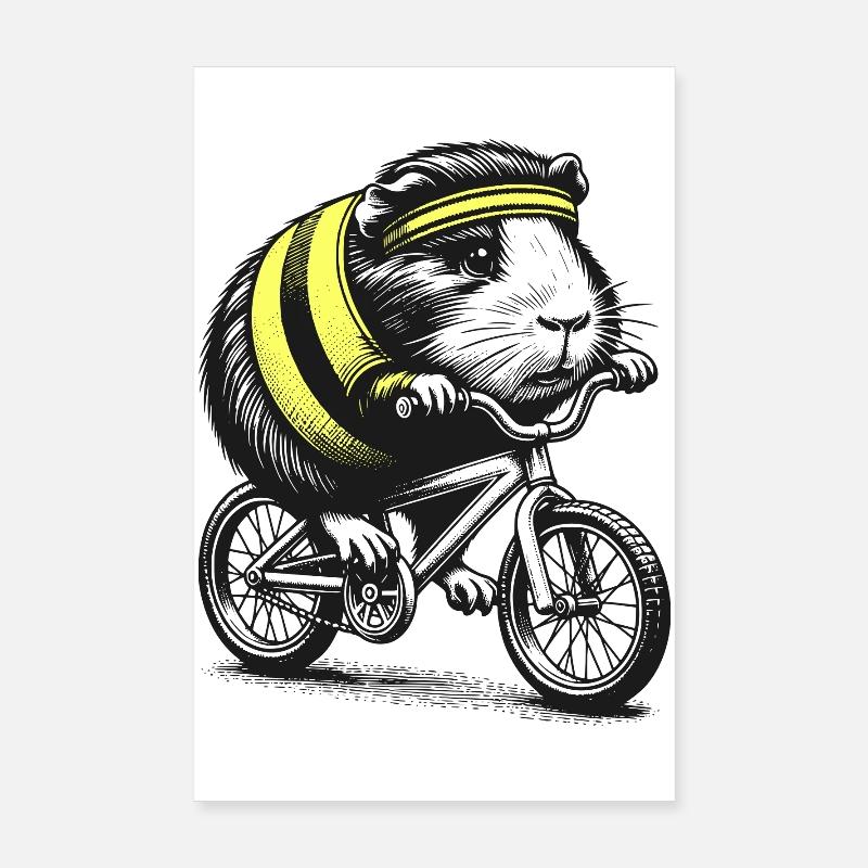 Cochon d’Inde cycliste Poster 20 x 30 cm