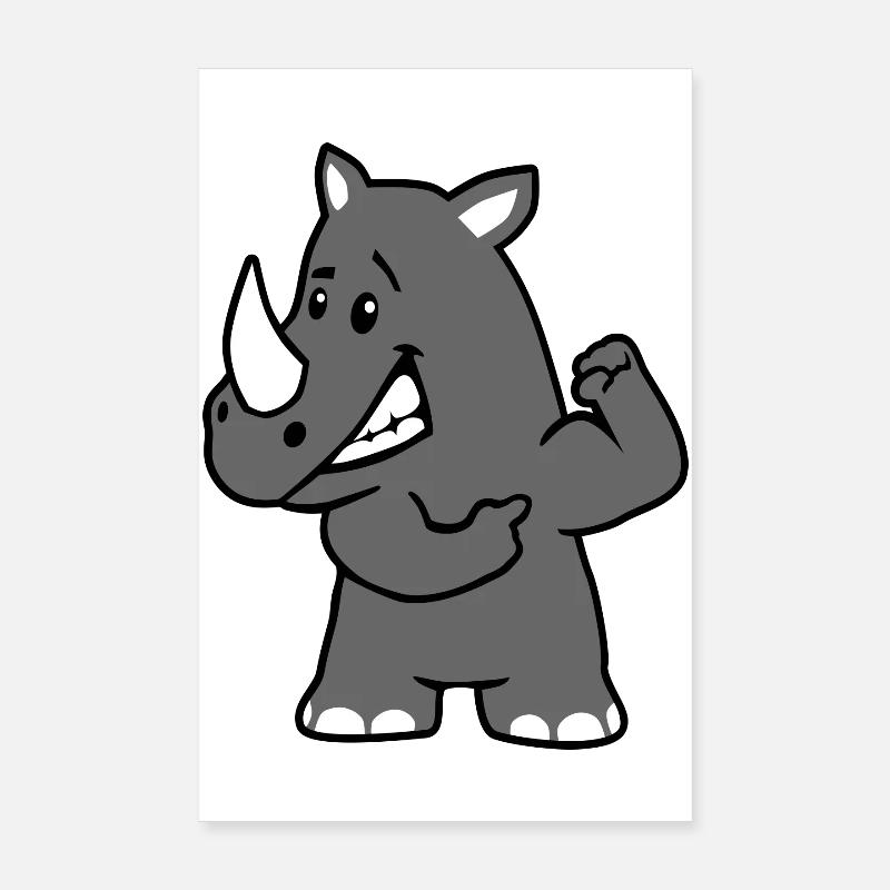 Kräftiges Nashorn Poster 20x30 cm