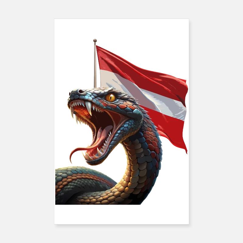 Un serpent cool avec le drapeau autrichien Poster 20 x 30 cm