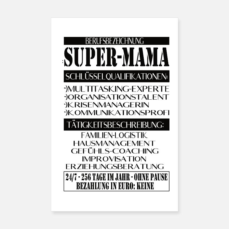 Super Mama – Description du poste avec humour Poster 20 x 30 cm