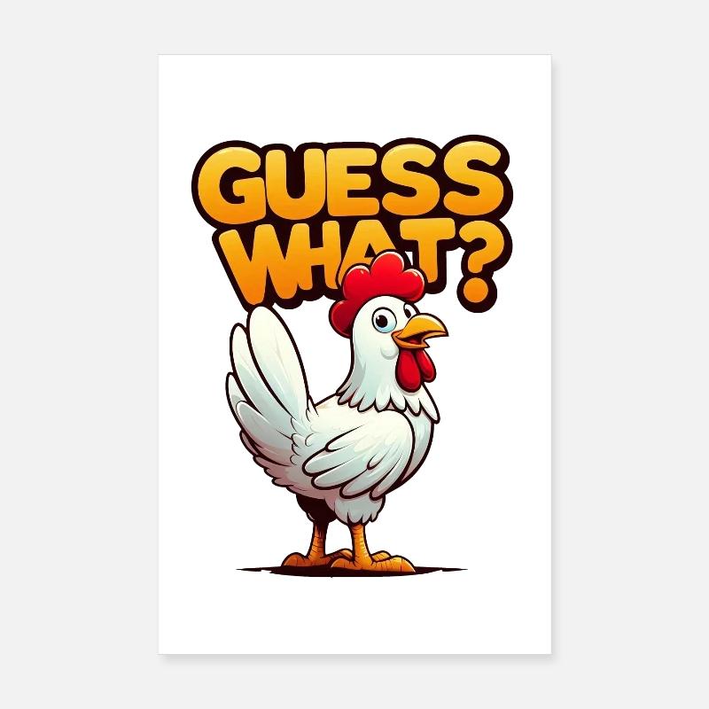 Drôle de poulet, MÉGOT DE POULET, DEVINEZ QUOI ? Poster 20 x 30 cm