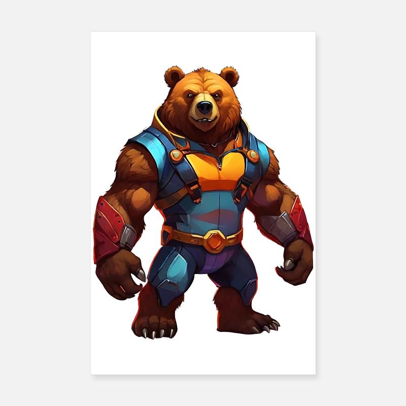 Futuristic Warrior Bear - Poster 8" x 12" (20x30 cm) - white