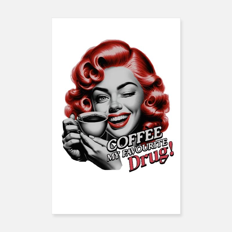 Café cool design Café Ma drogue préférée Poster 20 x 30 cm