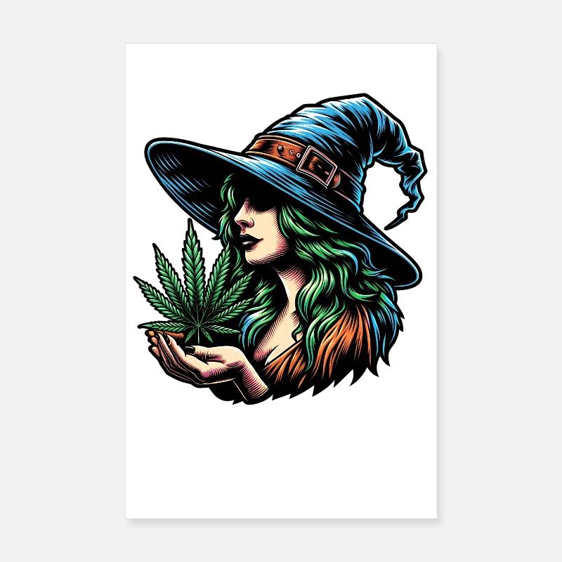 Hexe mit Marihuana - cooles Cannabis Design Poster 20x30 cm