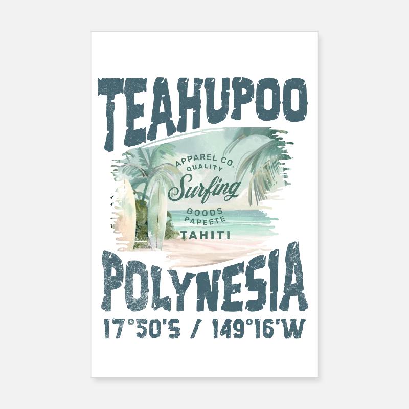 Teahupoo Polynesia Tahiti - Poster 20 x 30 cm - blanc