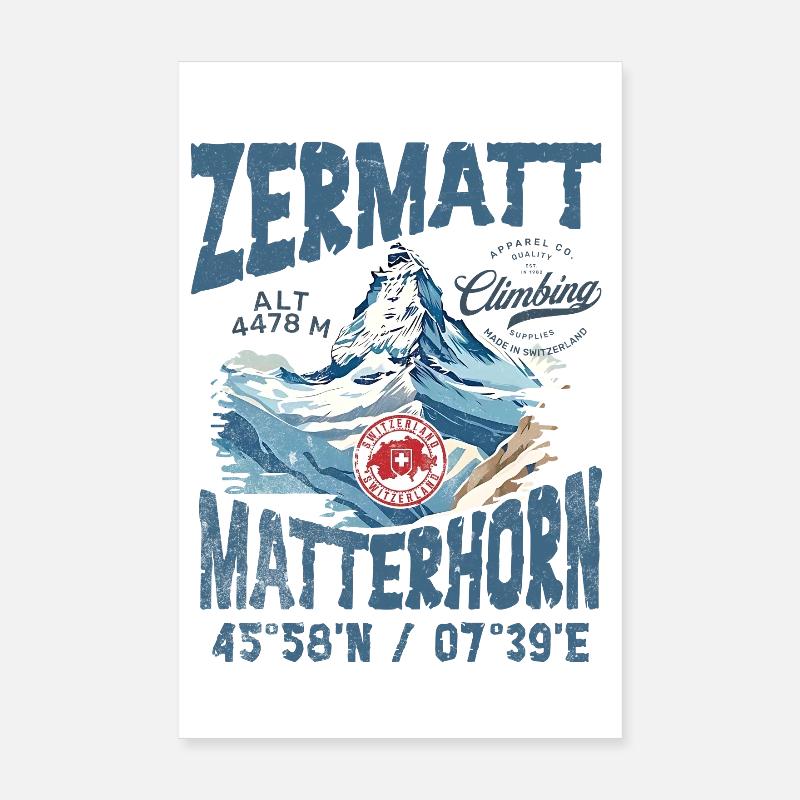 Zermatter Klettern 2 - Poster 20x30 cm - Weiß