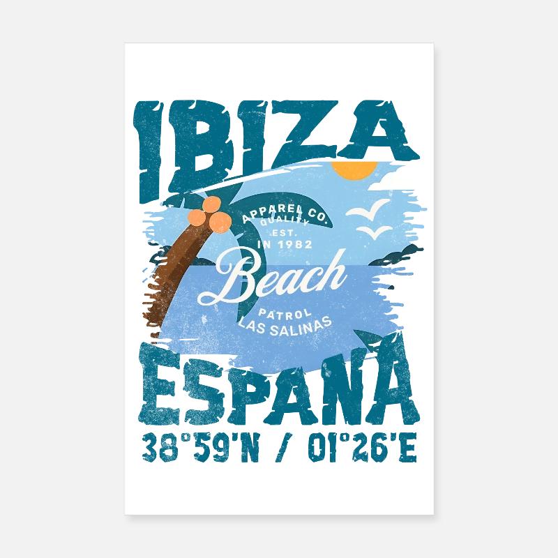 Vintage Design Strand Ibiza Spanien Poster 20x30 cm