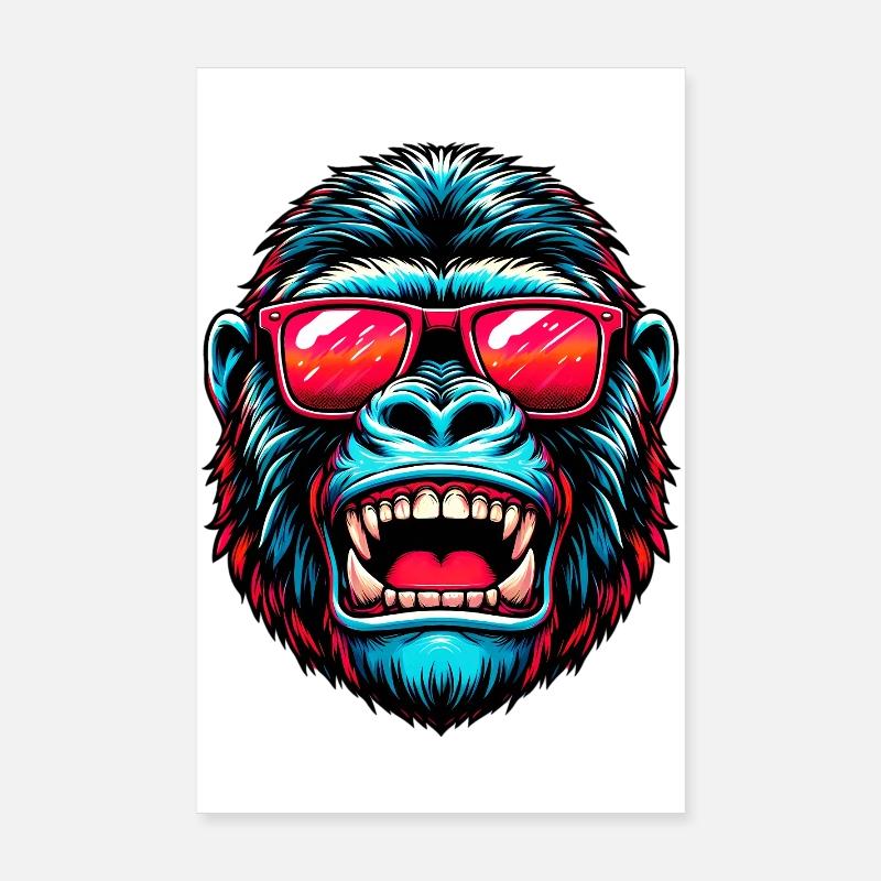 Gorillas with sunglasses Poster 8" x 12" (20x30 cm)