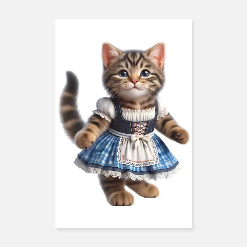 Söt liten katt i dirndl Poster 20x30 cm