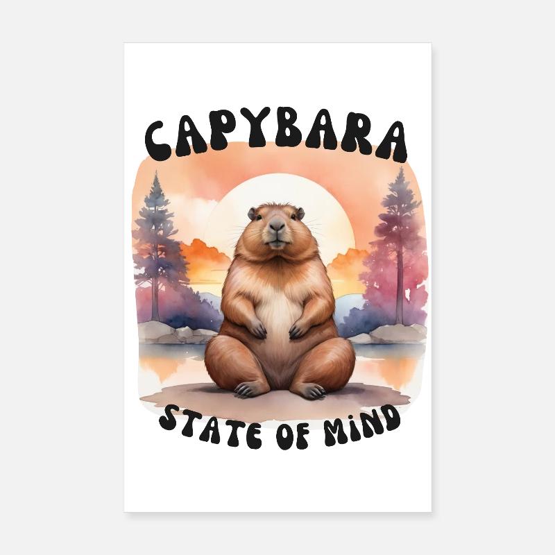 Capybara State of Mind – Chill & Calm Design - Poster 20x30 cm - Weiß