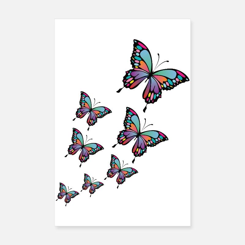 Papillons colorés. Poster 20 x 30 cm