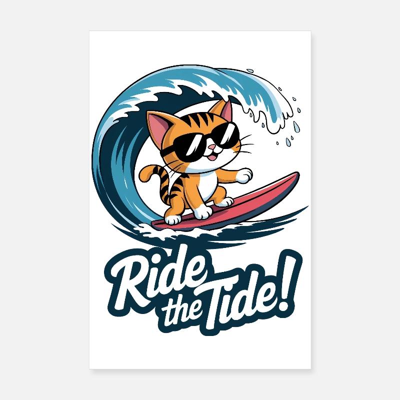 Surfing Kitty – 🏄‍♂️🐱 Poster 8" x 12" (20x30 cm)