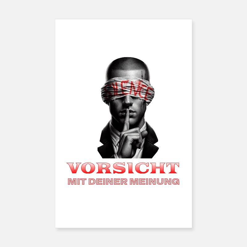 Vorsicht, Subtile Botschaft mit Augenbinde Poster 20x30 cm