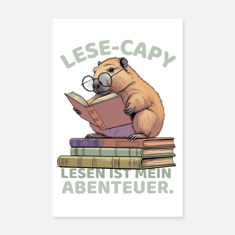 Reading - Capybara: The Bookworm Poster 8" x 12" (20x30 cm)