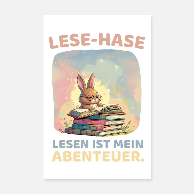 Lese-Hase Abenteuer Design Poster 20x30 cm