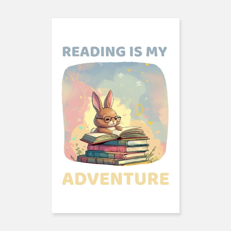 Reading bunny motif on clothes Poster 8" x 12" (20x30 cm)