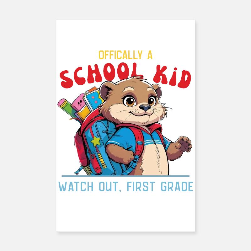 Witziges Schulkind mit Rucksack Design Poster 20x30 cm