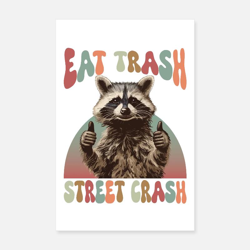 Mème de raton laveur mangeant des déchets dans la rue Poster 20 x 30 cm