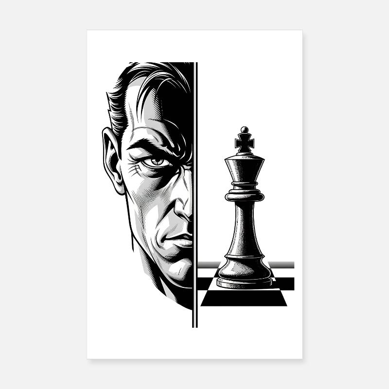 Black and White Chess Mastermind Portrait Poster 8" x 12" (20x30 cm)