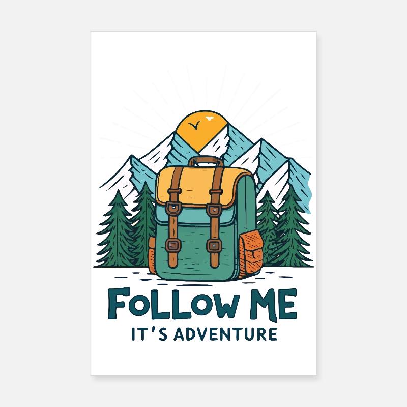 Adventure Mountain Exploration Backpack Poster 8" x 12" (20x30 cm)