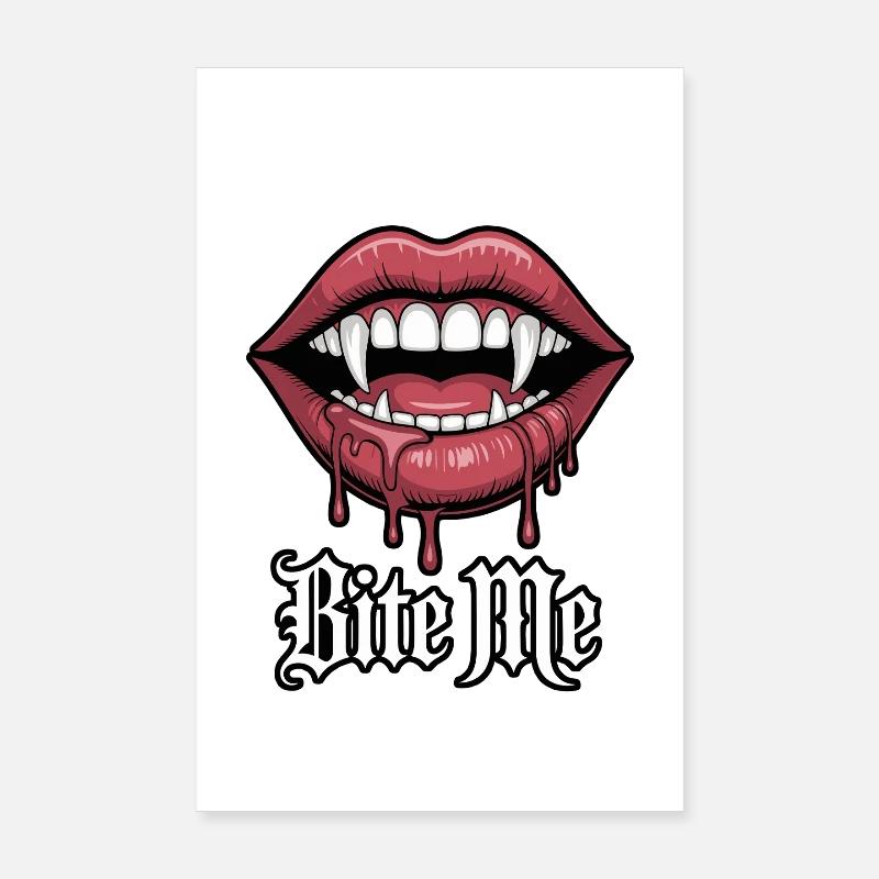 Vampiric lips with greed and bite Poster 8" x 12" (20x30 cm)