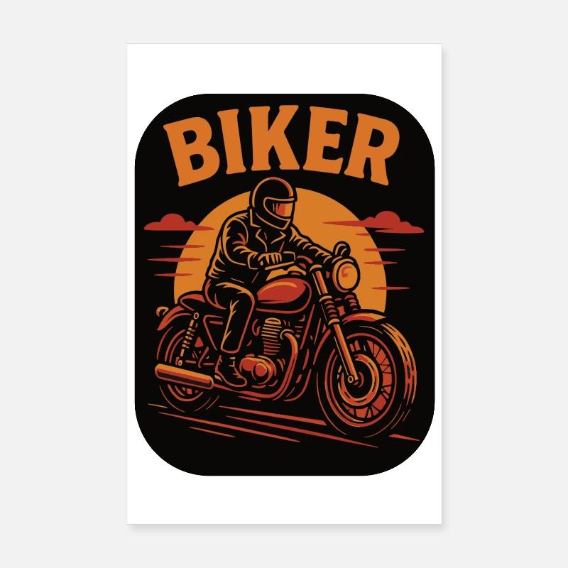 Biker stilvolle Motorradfahrer Illustration - Poster 20x30 cm - Weiß