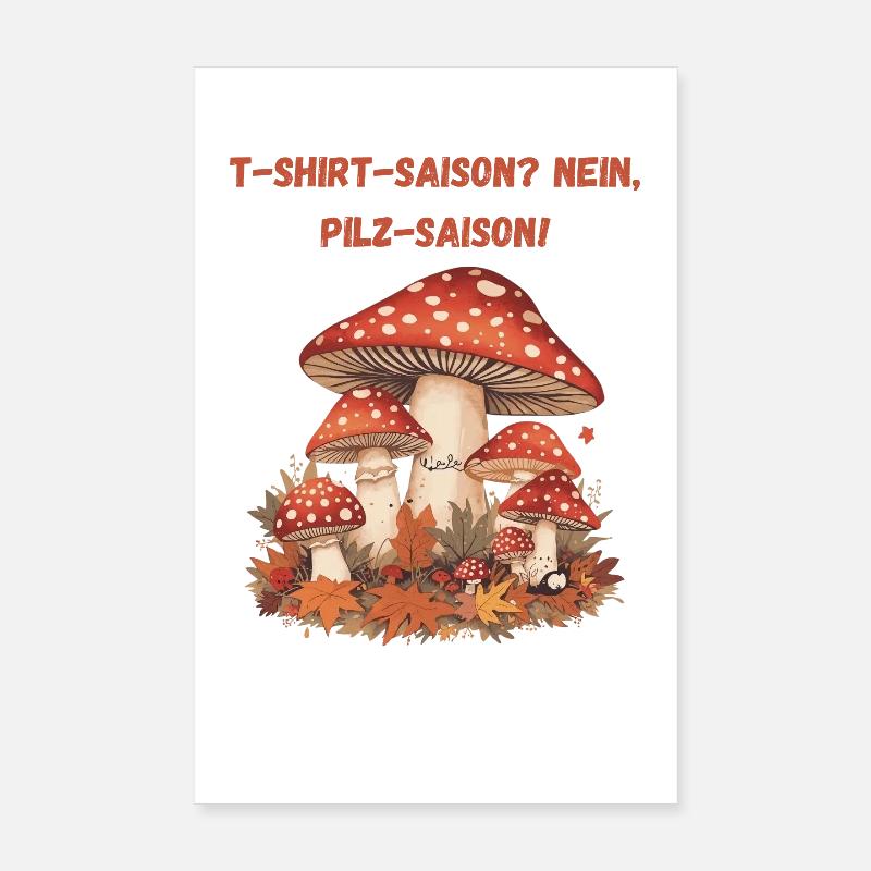 Saison des champignons Automne Illustration Champignons Poster 20 x 30 cm