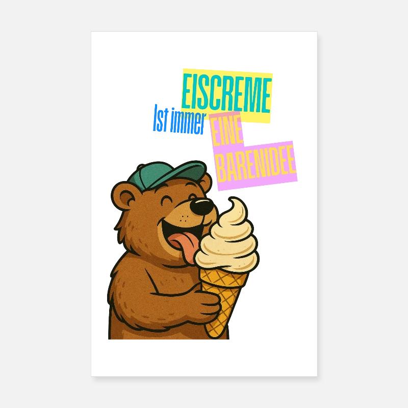 Bär Eiscreme Comic Poster 8" x 12" (20x30 cm)
