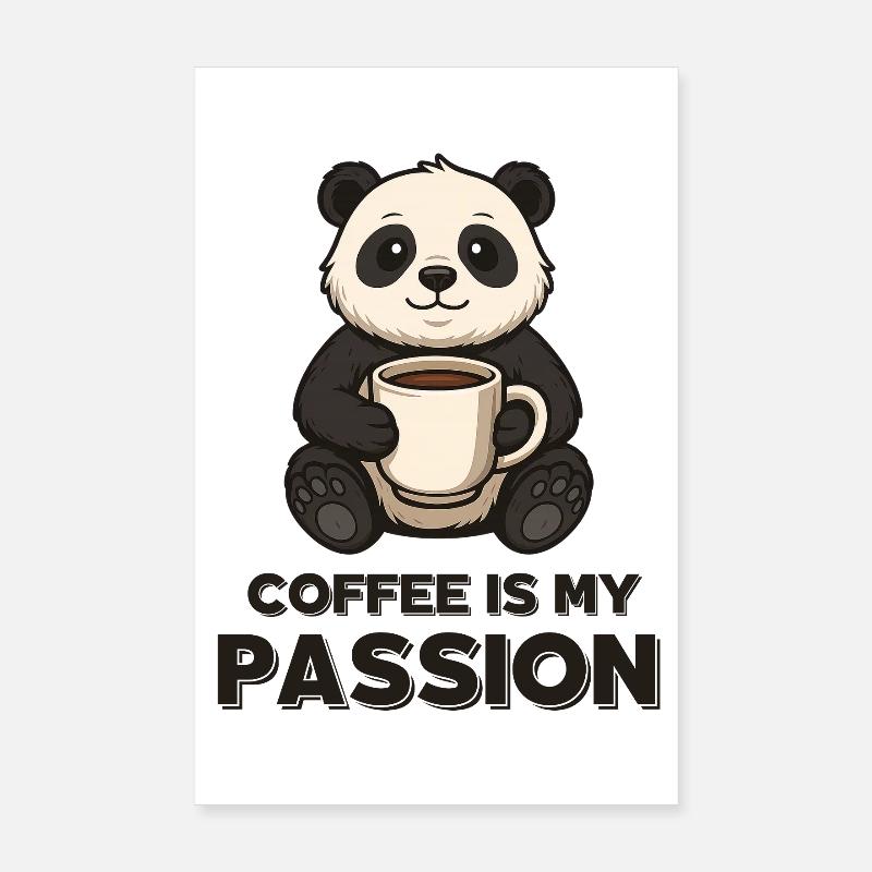 Panda Coffee Passion Poster 20 x 30 cm