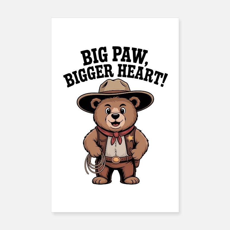 Big Bear Cowboy with Heart Poster 8" x 12" (20x30 cm)