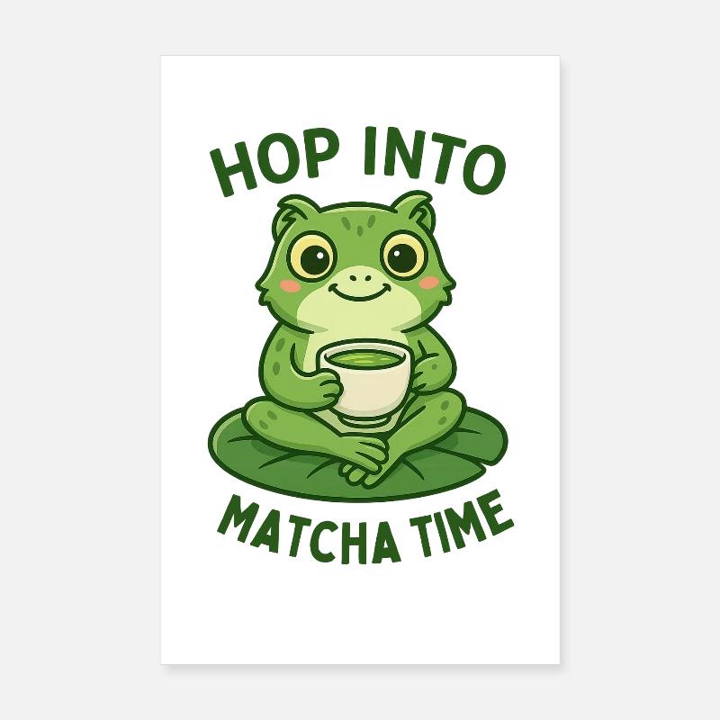 Matcha Frog Tea Time Motif Breakfast Poster 8" x 12" (20x30 cm)