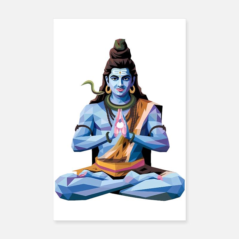 Shiva - Cool Low Poly Indian Mythology Logo Poster 8" x 12" (20x30 cm)