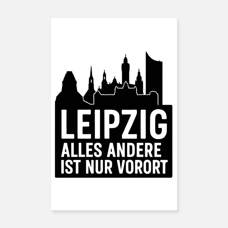 Leipzig Skyline Silhouette Texte Design Ville Poster 20 x 30 cm