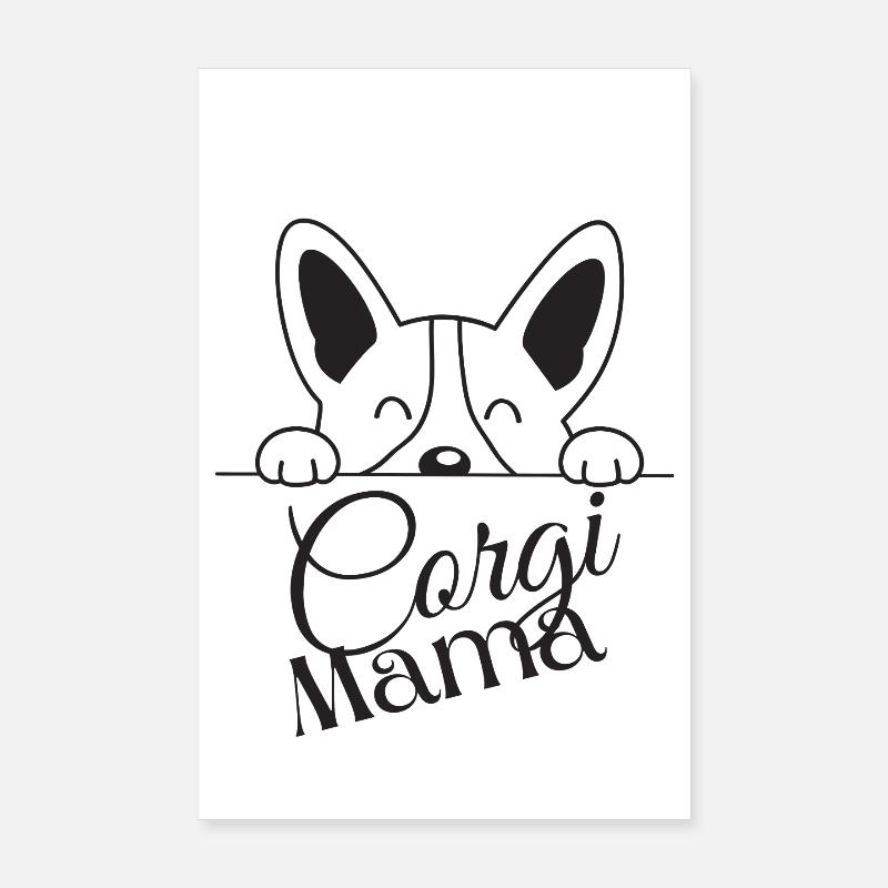 Corgi Mama Peek Design - Poster 20 x 30 cm - blanc