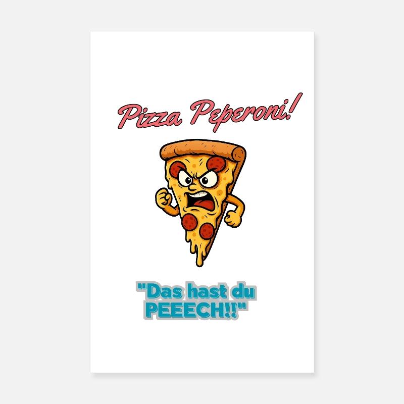 Pizza Pepperoni Tranche en Colère Poster 20 x 30 cm