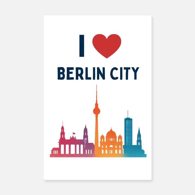 J’aime Berlin Skyline Silhouette City Poster 20 x 30 cm