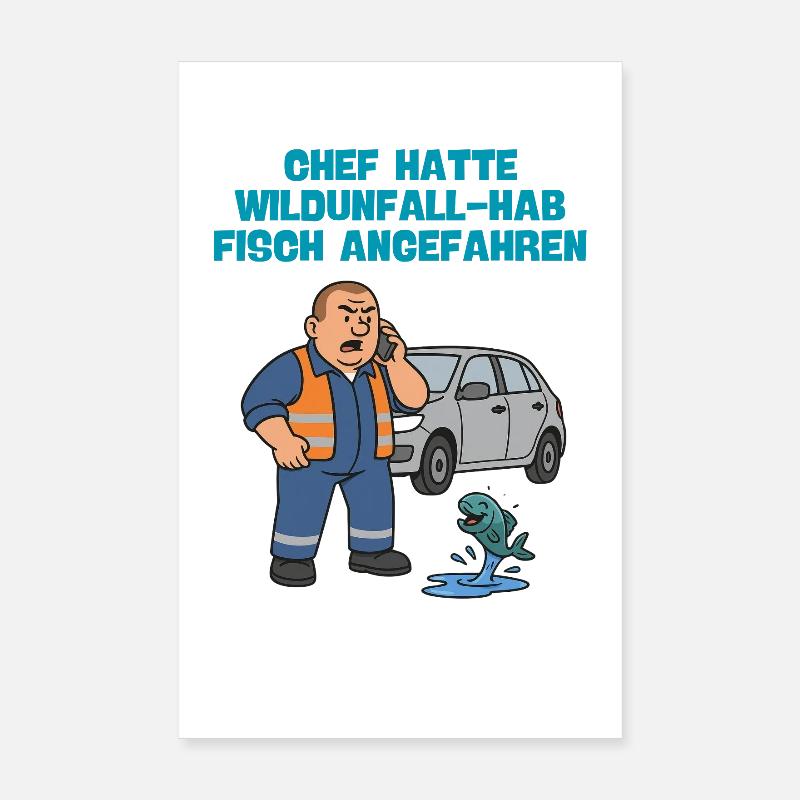 Wildunfall mit Fisch Poster 20x30 cm