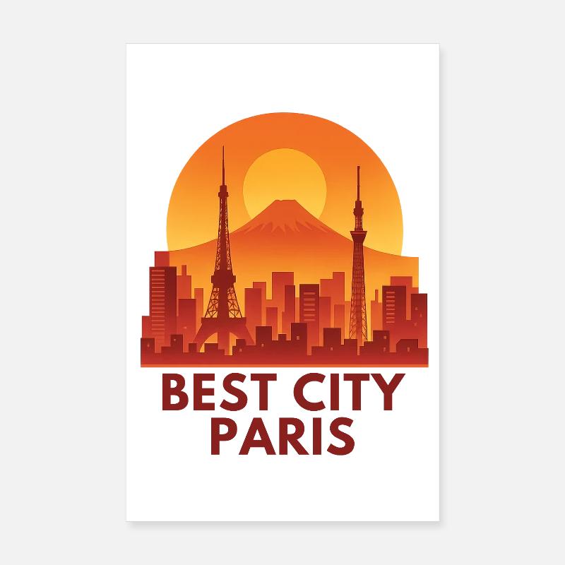 Silhouette de la Meilleure Ville Paris Poster 20 x 30 cm