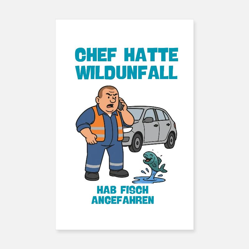 Chef Wildunfall mit Fisch  Poster 20x30 cm