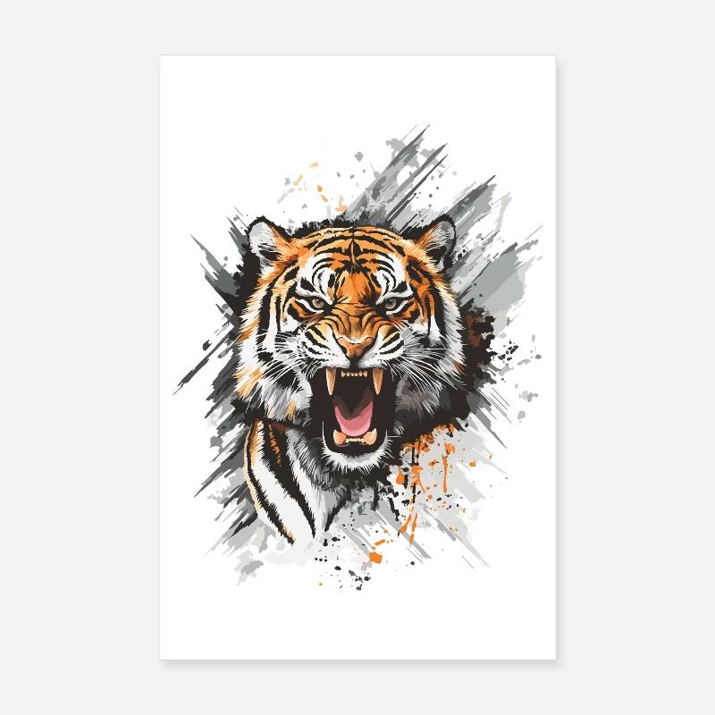 Tiger Head Predator Nature Wilderness Splash Poster 8" x 12" (20x30 cm)