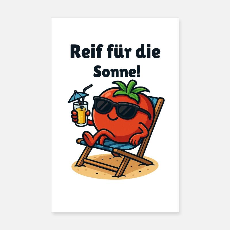 Mûr pour le soleil tomate ketchup dessin animé végétal Poster 20 x 30 cm