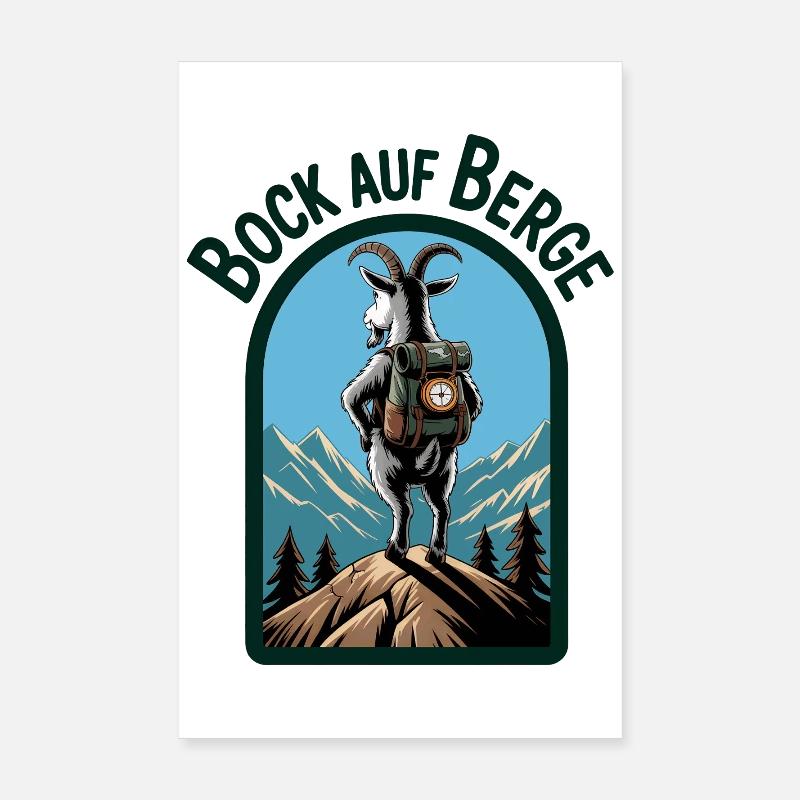 Mountain goat with backpack Poster 8" x 12" (20x30 cm)