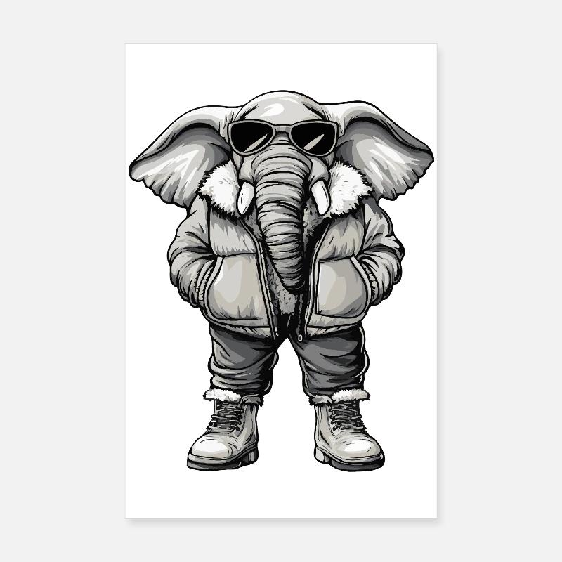 Elefant Cool Winter Poster 20x30 cm